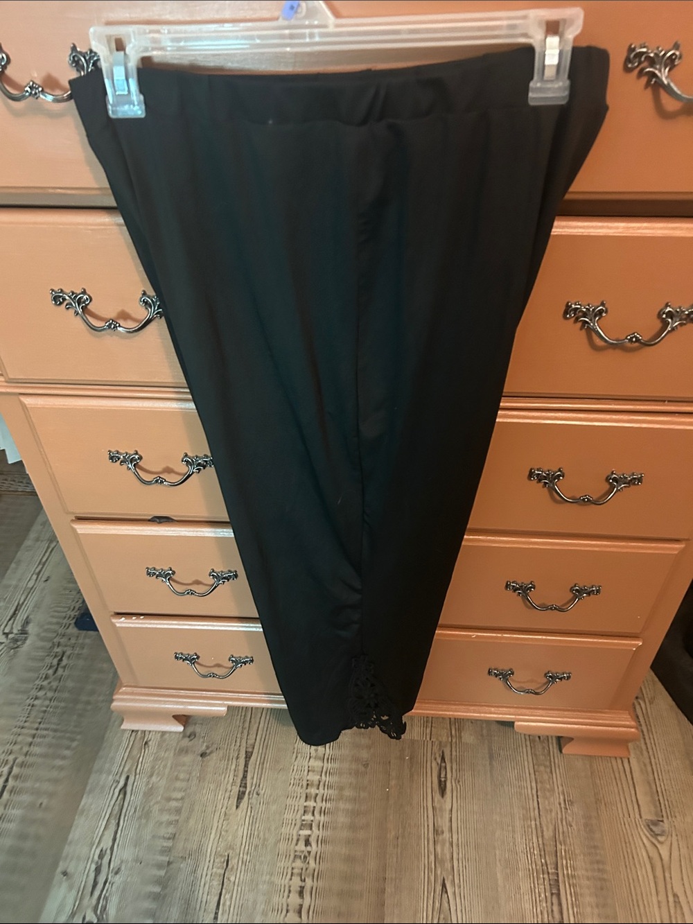 Black Pencil Skirt with Lace Hem